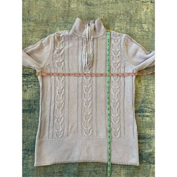 Izod Lavender High Neck Cable Knit 1/4 Zip Sweater Medium - Picture 5 of 6